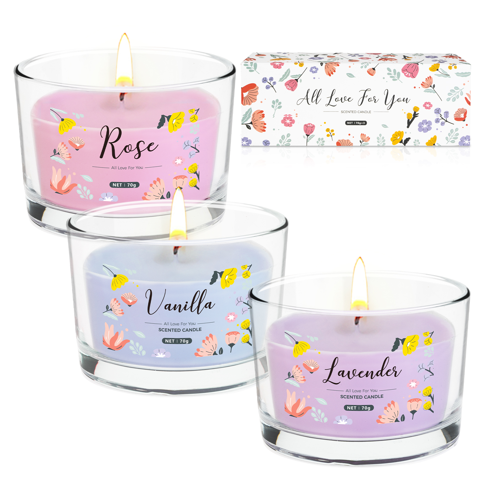 Three color aromatherapy candle