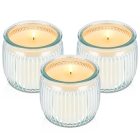 3 glass jar filled lemongrass candle