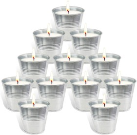 12 tin cans with lemongrass candles