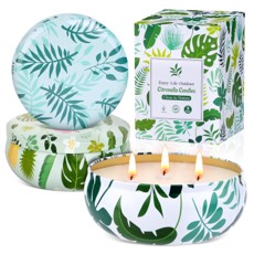 3 tin cans with lemongrass candles