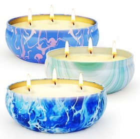 3 tin cans with lemongrass candles
