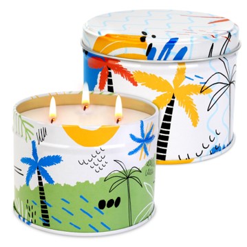 2 tin cans with lemongrass candles