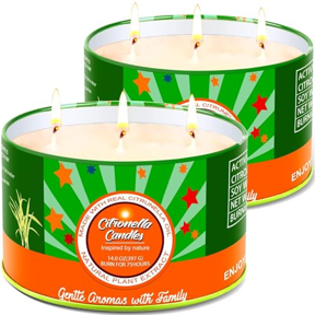 2 tin cans with lemongrass candles