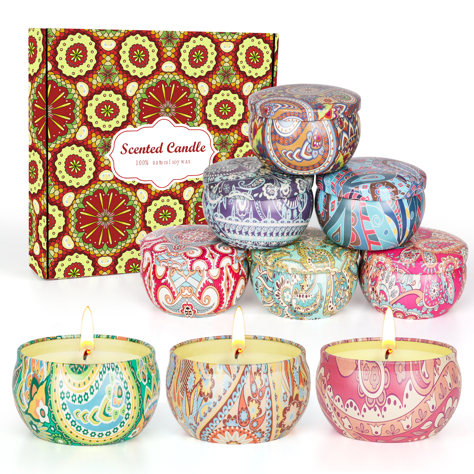 9 Indian tin vessels candles