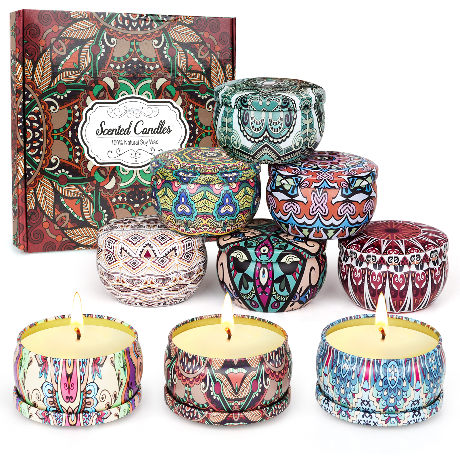 9 Indian tin vessels candles