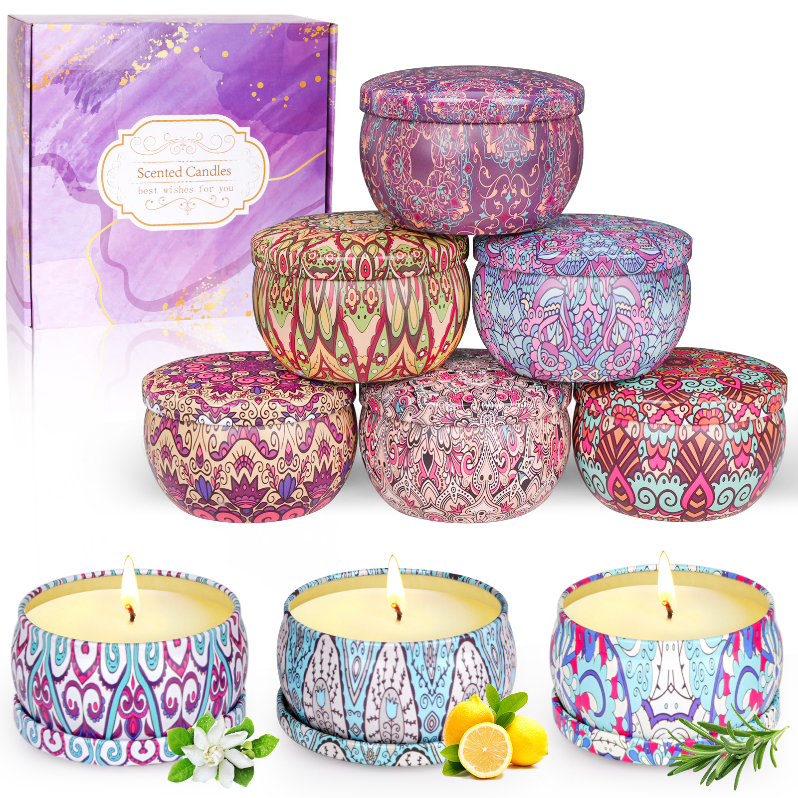 9 Indian tin vessels candles