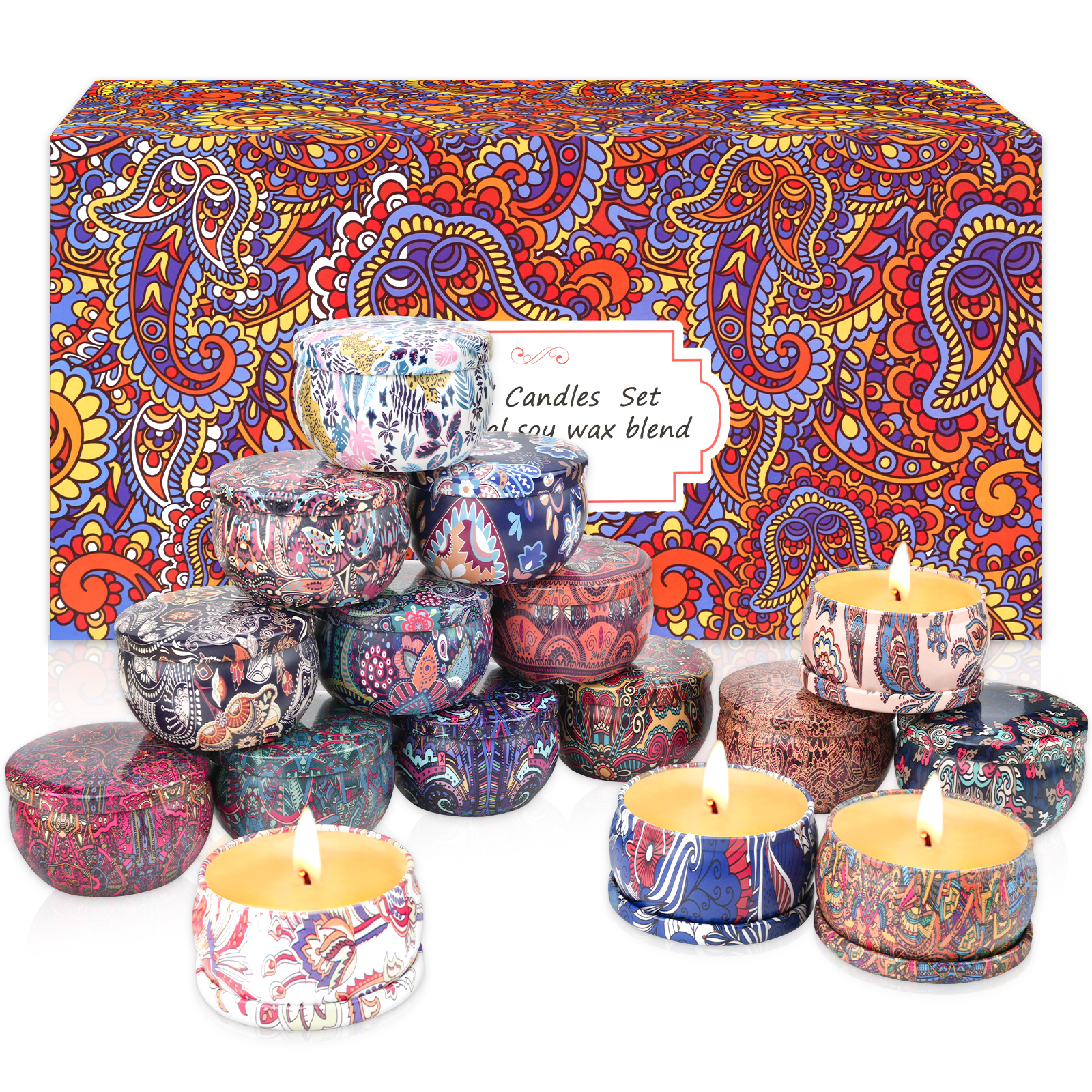 16 Indian tin vessels candles