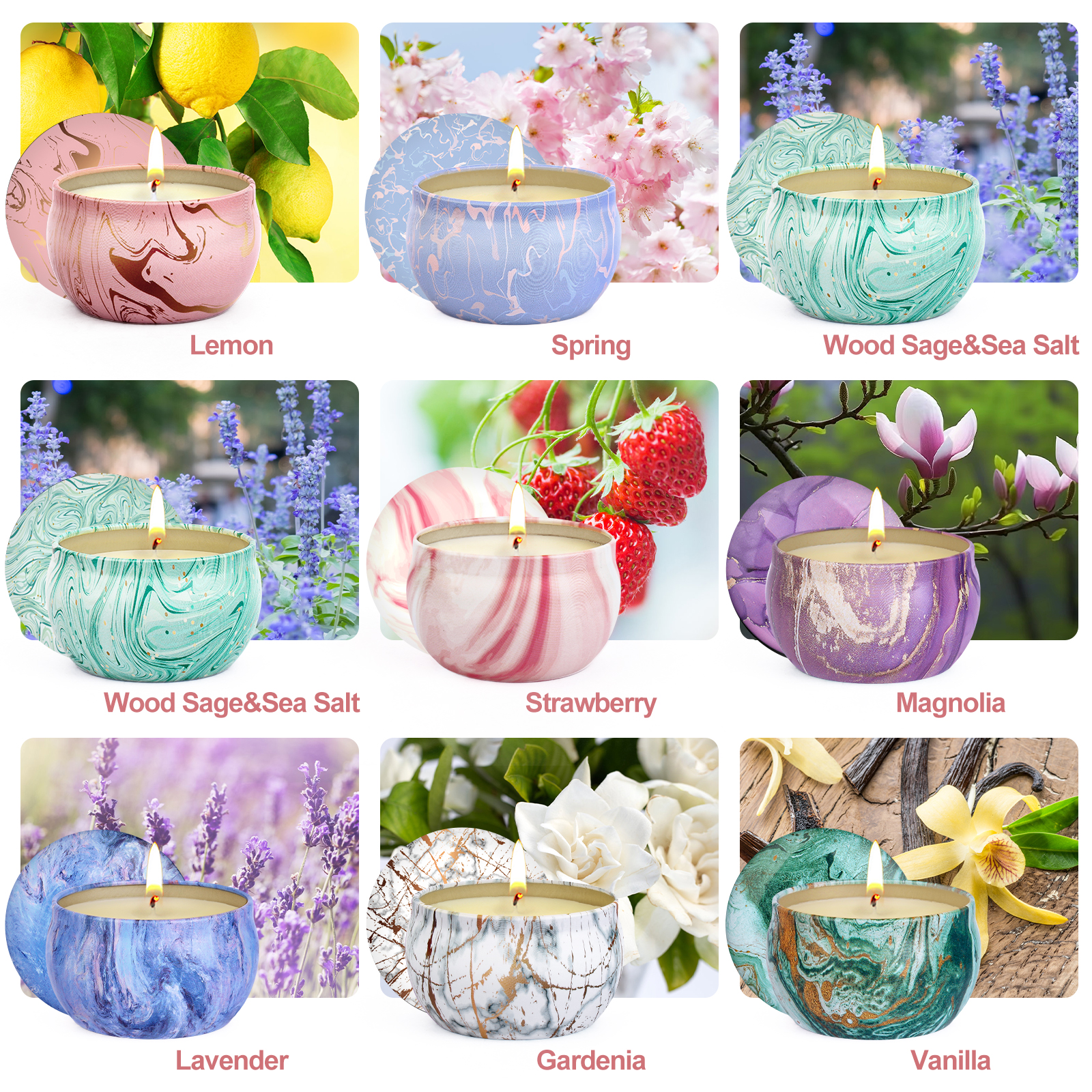 Marble Series 9-Pack Candle Gift Box
