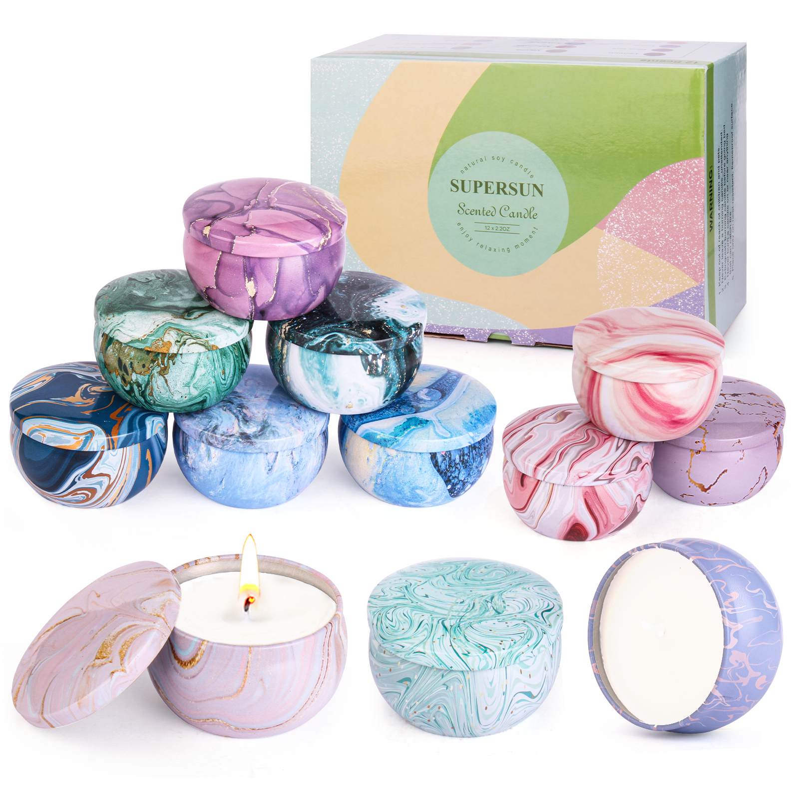 Marble Series 12 Candle Gift Box